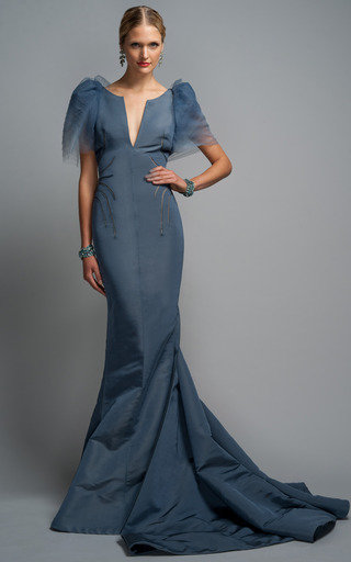 Steel Blue Evening Gown by Zac Posen | Moda Operandi