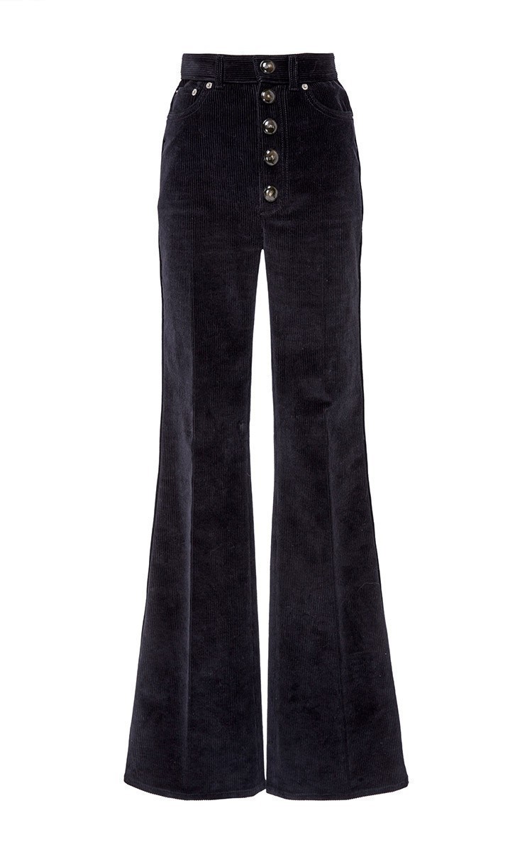 black corduroy flare pants