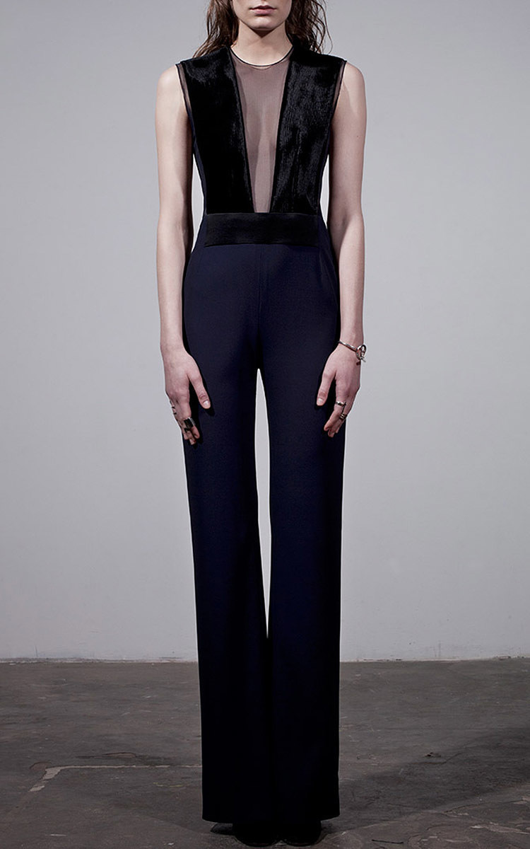 velvet plunge jumpsuit