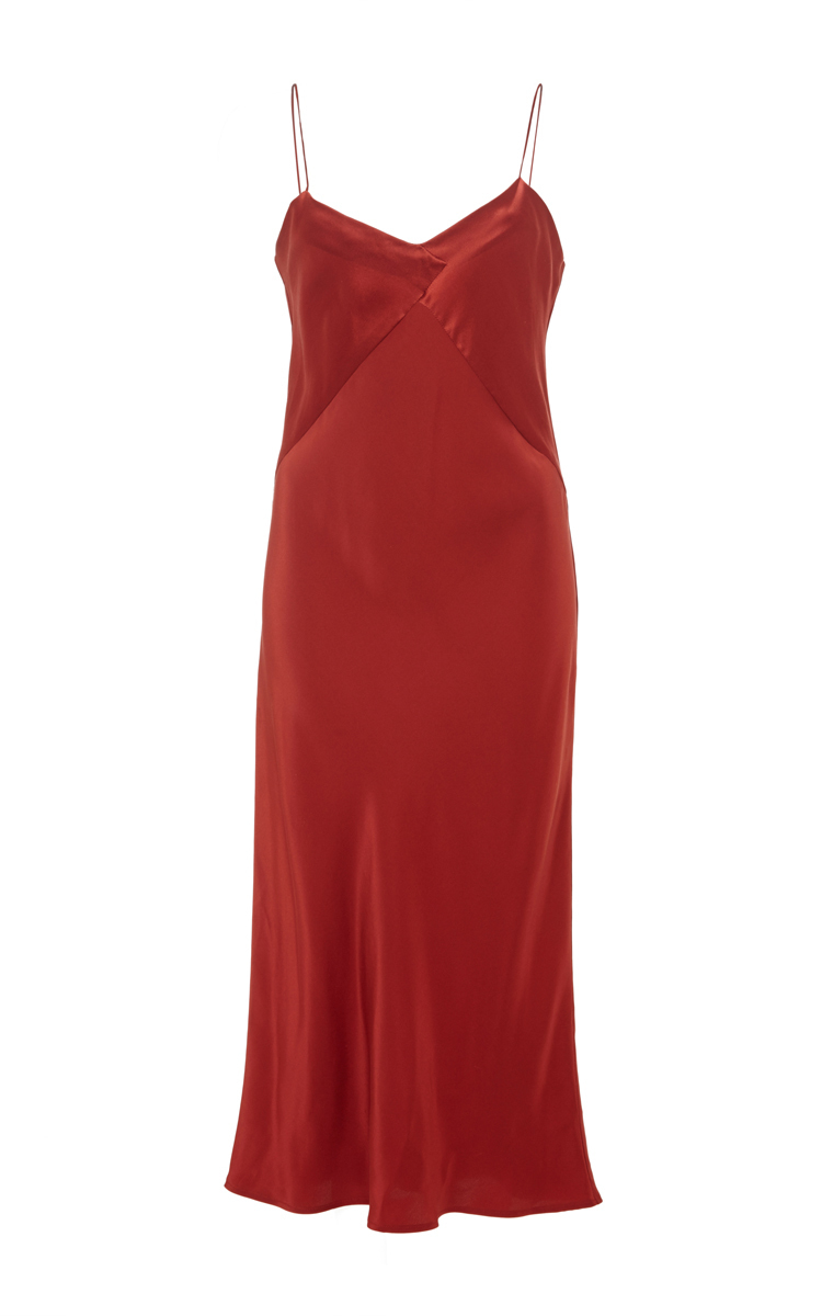 rust silk dress