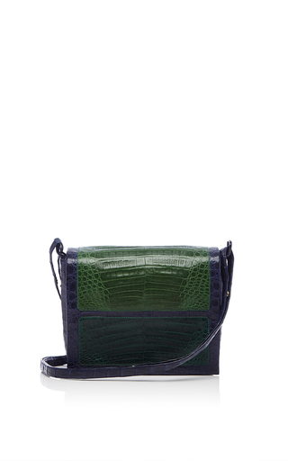 Blue And Green Crocodile Shoulder Bag by Nancy | Moda Operandi