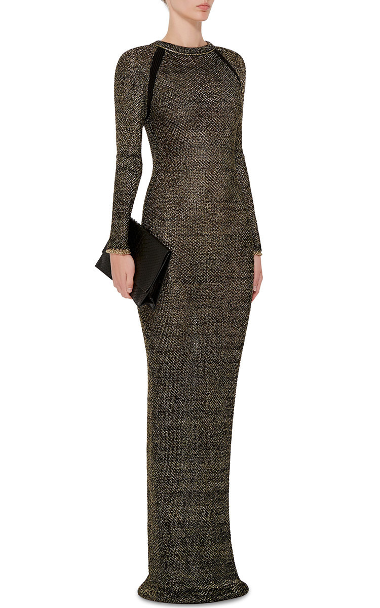 fitted long sleeve maxi dress