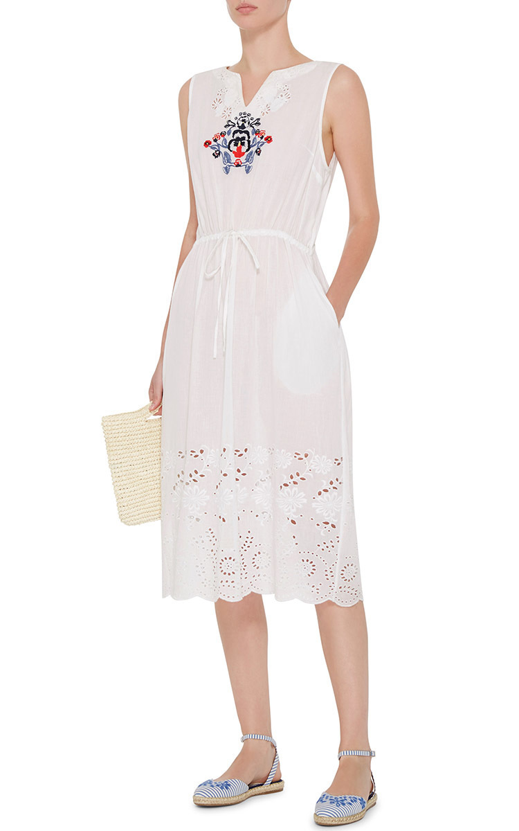 white cotton embroidered dress