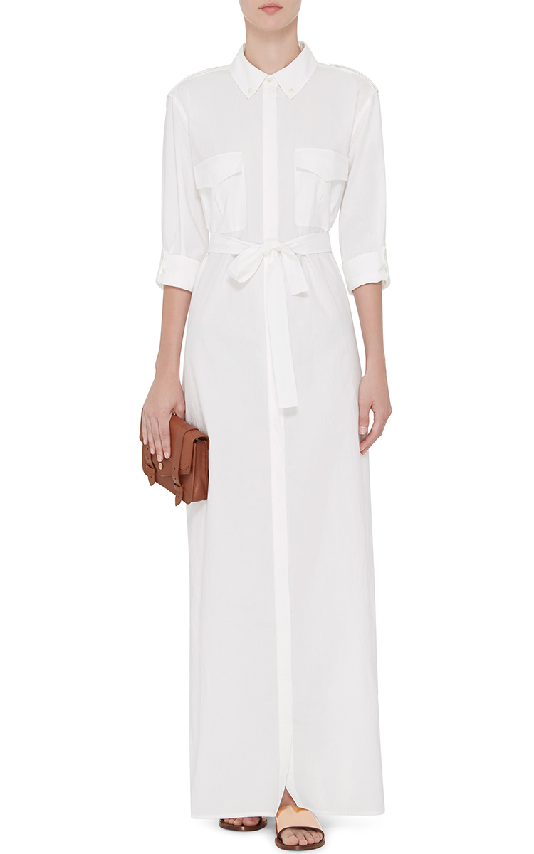 white shirt long dress