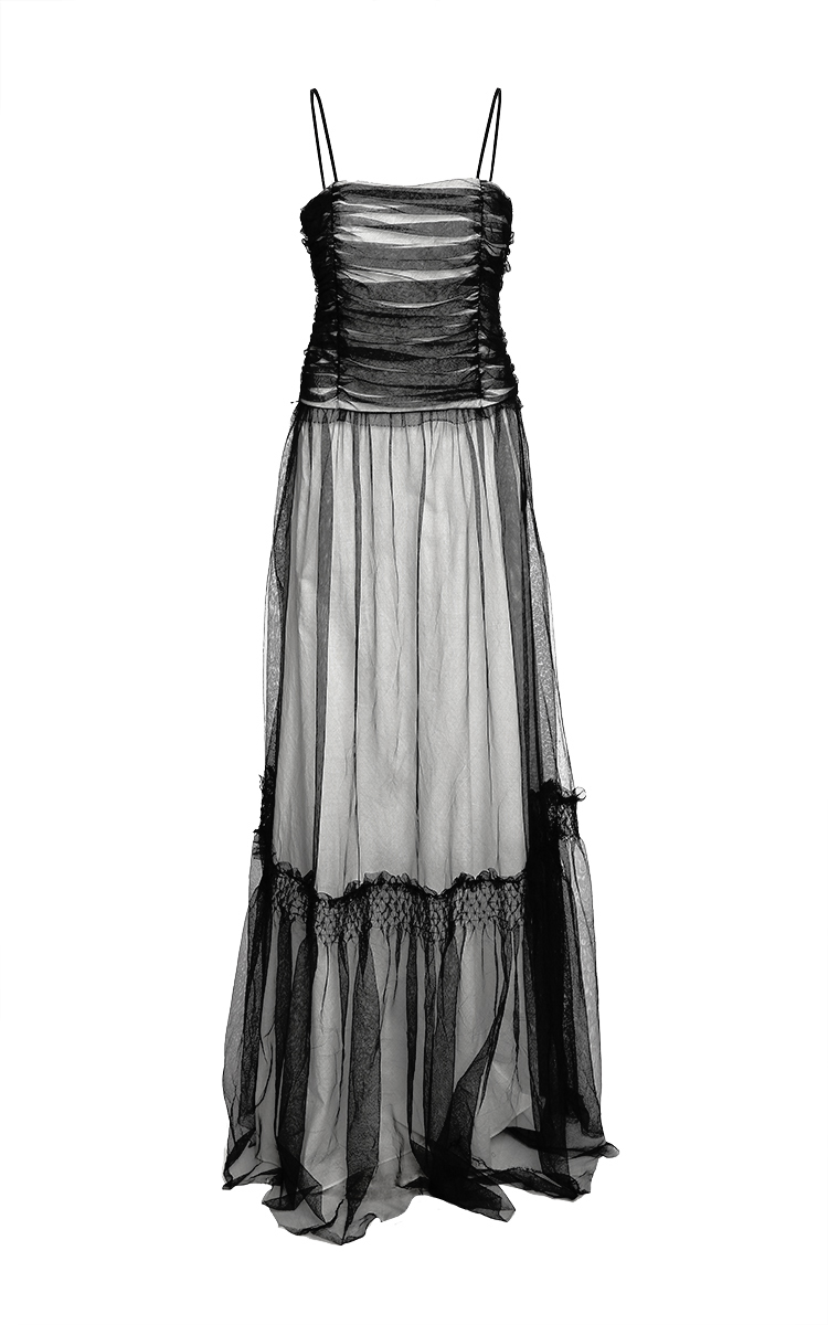 sheer overlay maxi dress