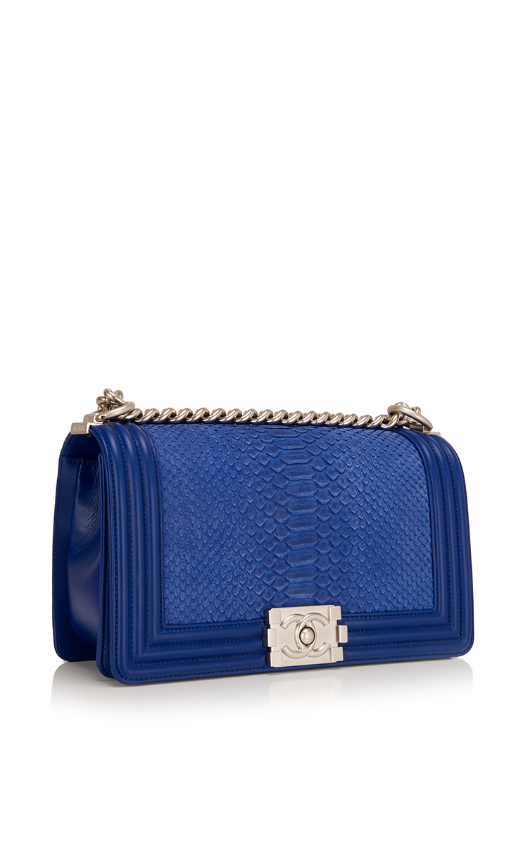 chanel blue python bag