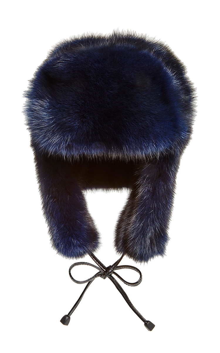 navy blue fur hat