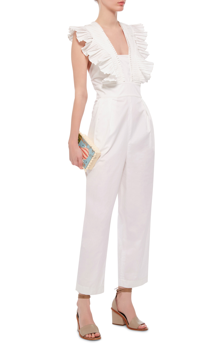 white jumpsuit ruffle