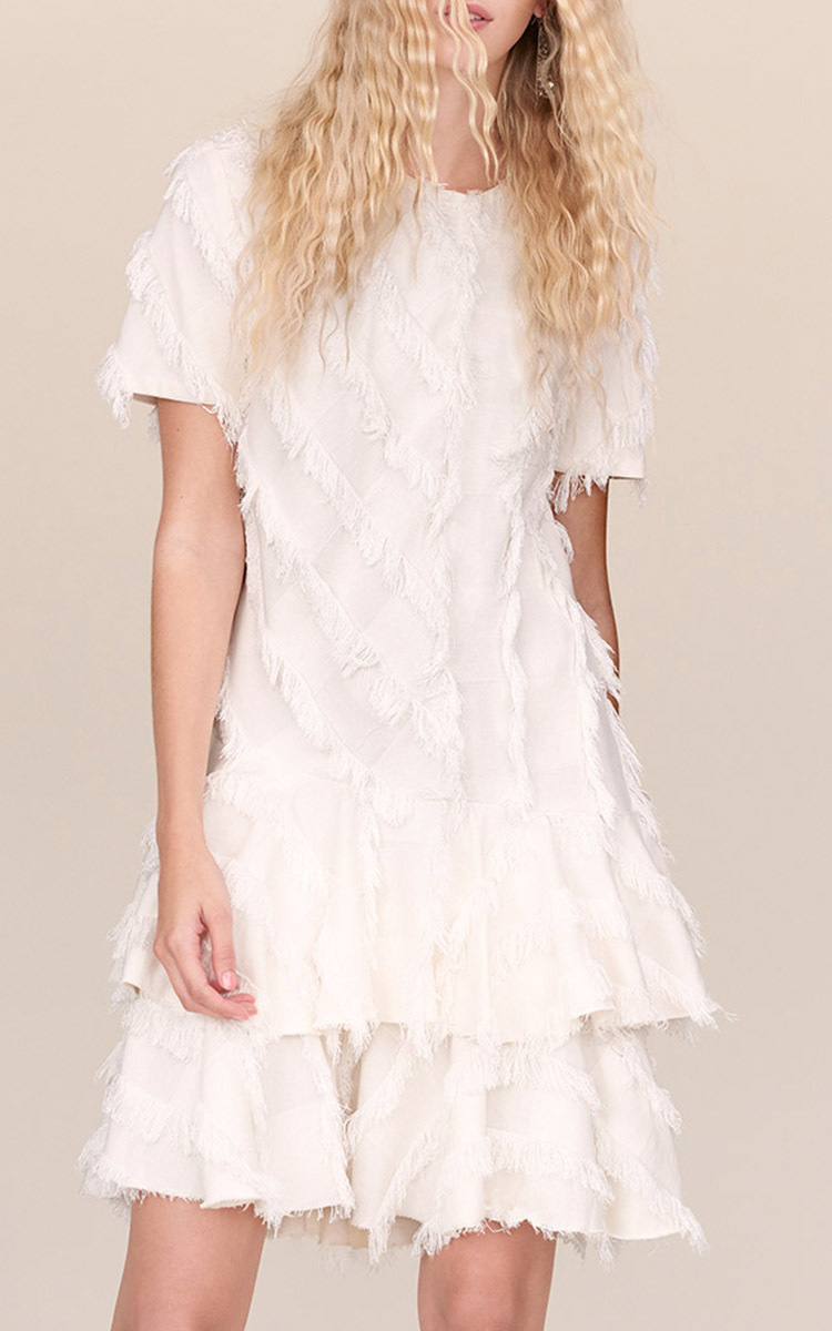 short sleeve fringe dress