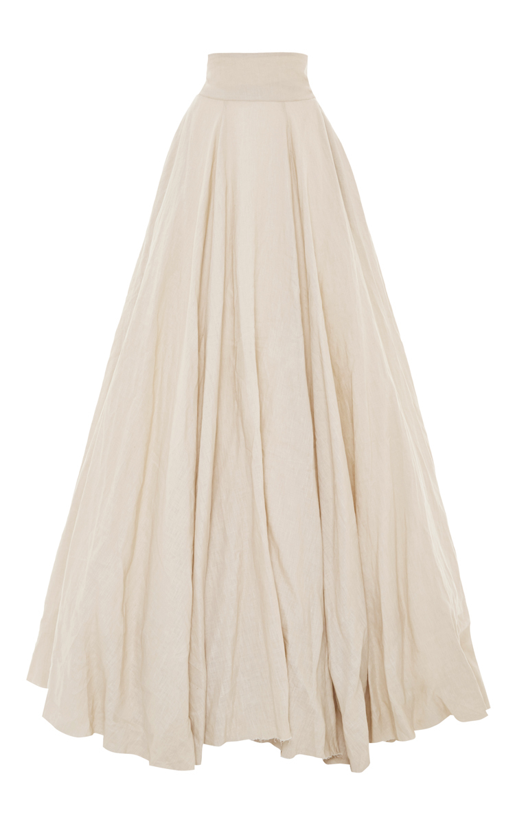 high waisted long white skirt