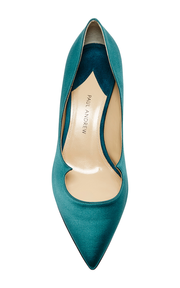 teal satin shoes