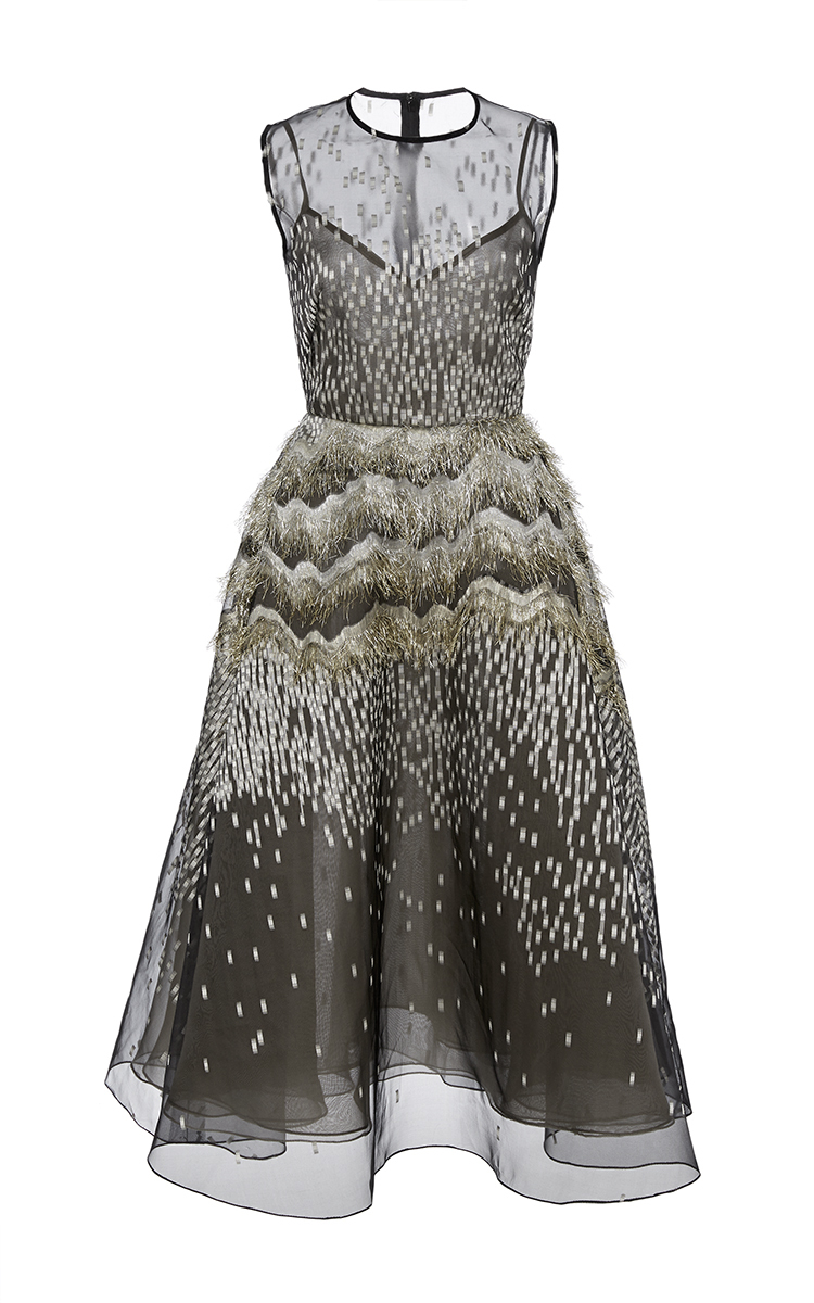 Tinsel Fringe Sleeveless Dress by Lela Rose Moda Operandi