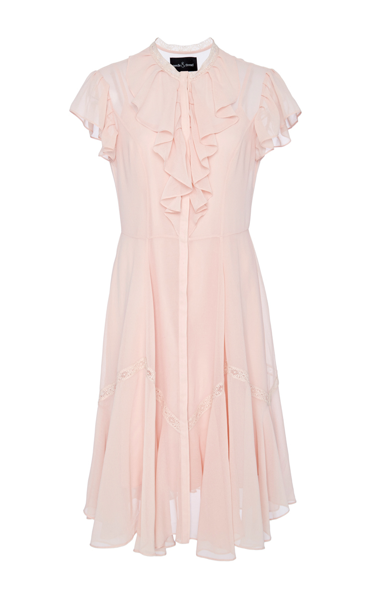 wallis blush floral ruffle dress