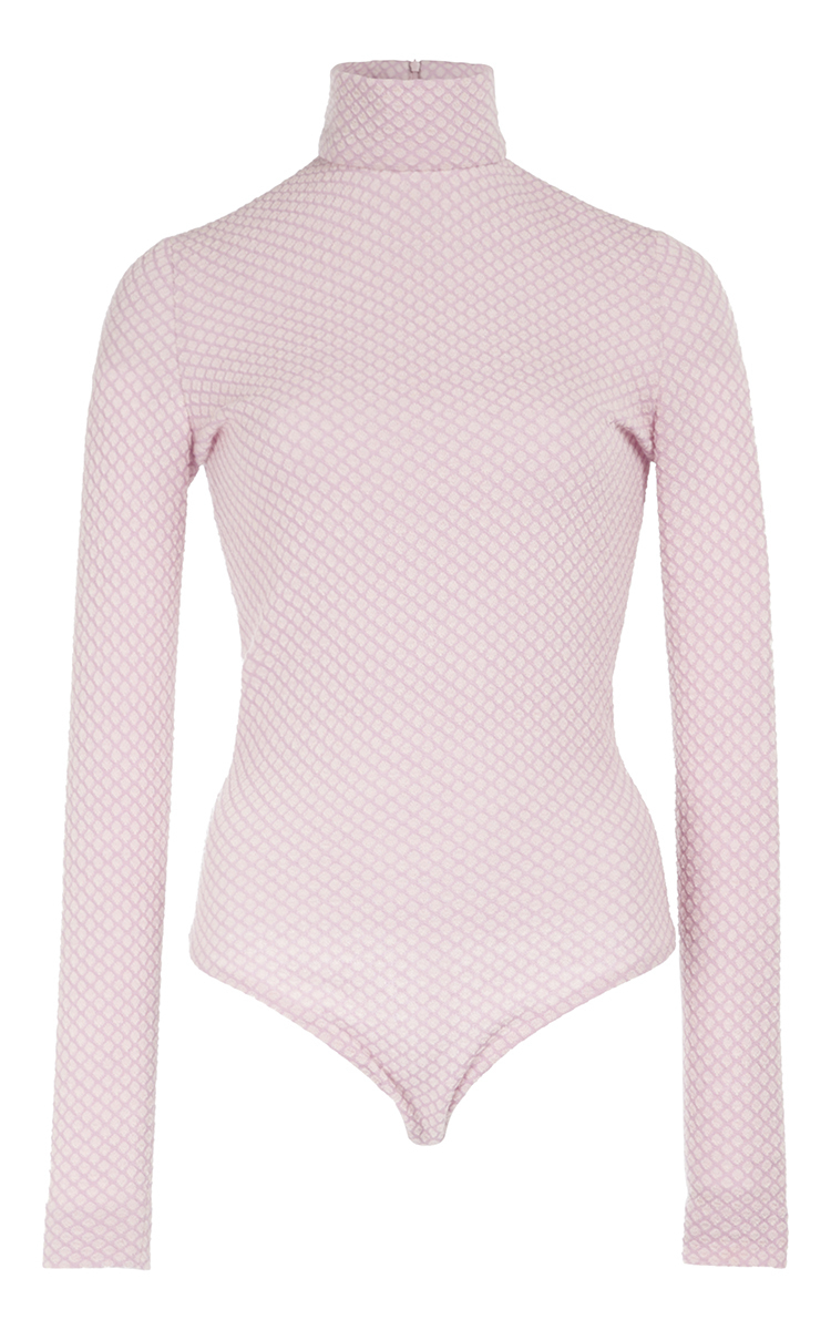 pink turtleneck bodysuit