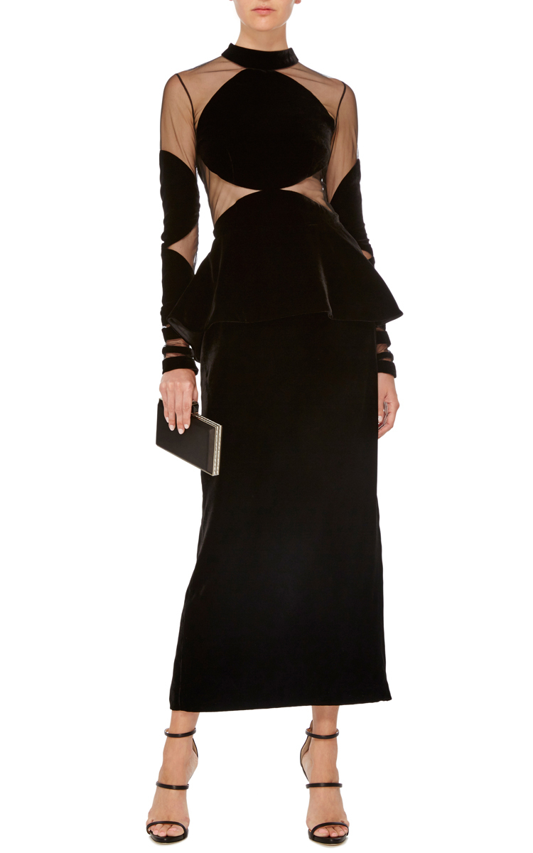 Long Sleeve Midi Length Velvet Dress By Naeem Khan Moda Operandi