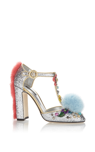 Glitter & Pompom Mary Jane by Dolce & Gabbana | Moda Operandi
