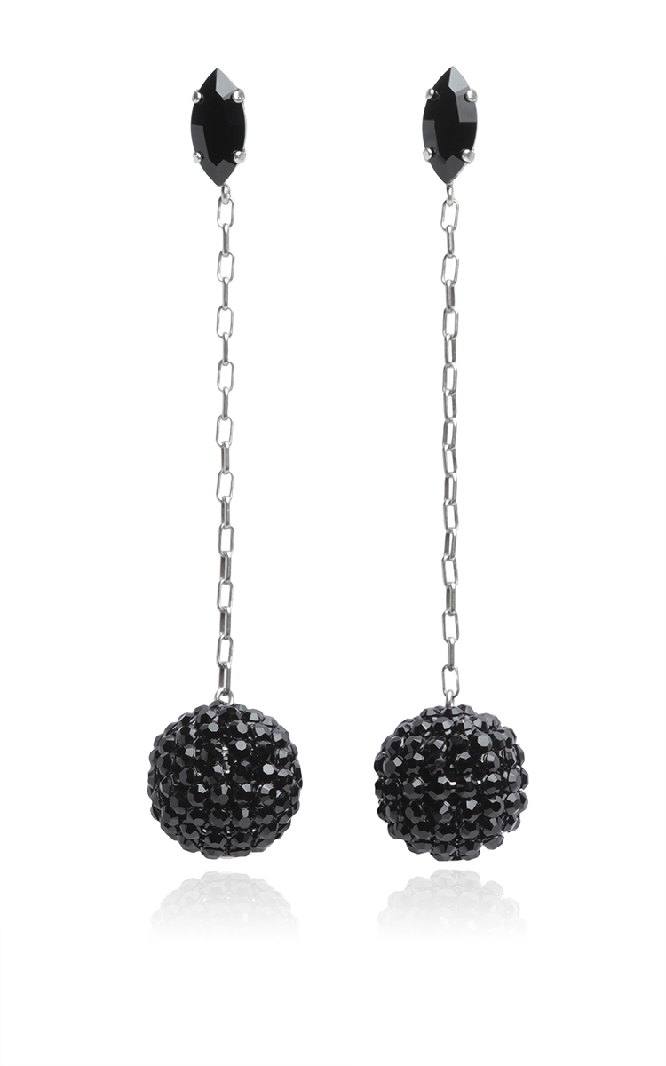 black ball drop earrings