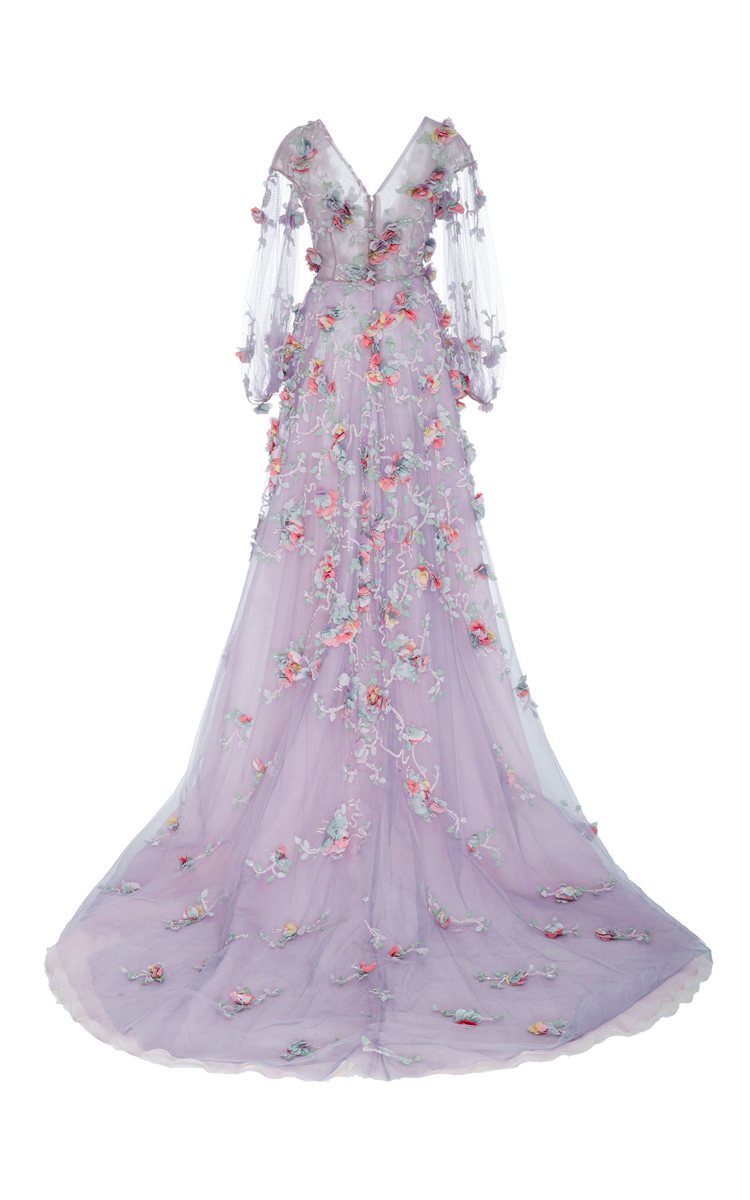 flower embroidered gown