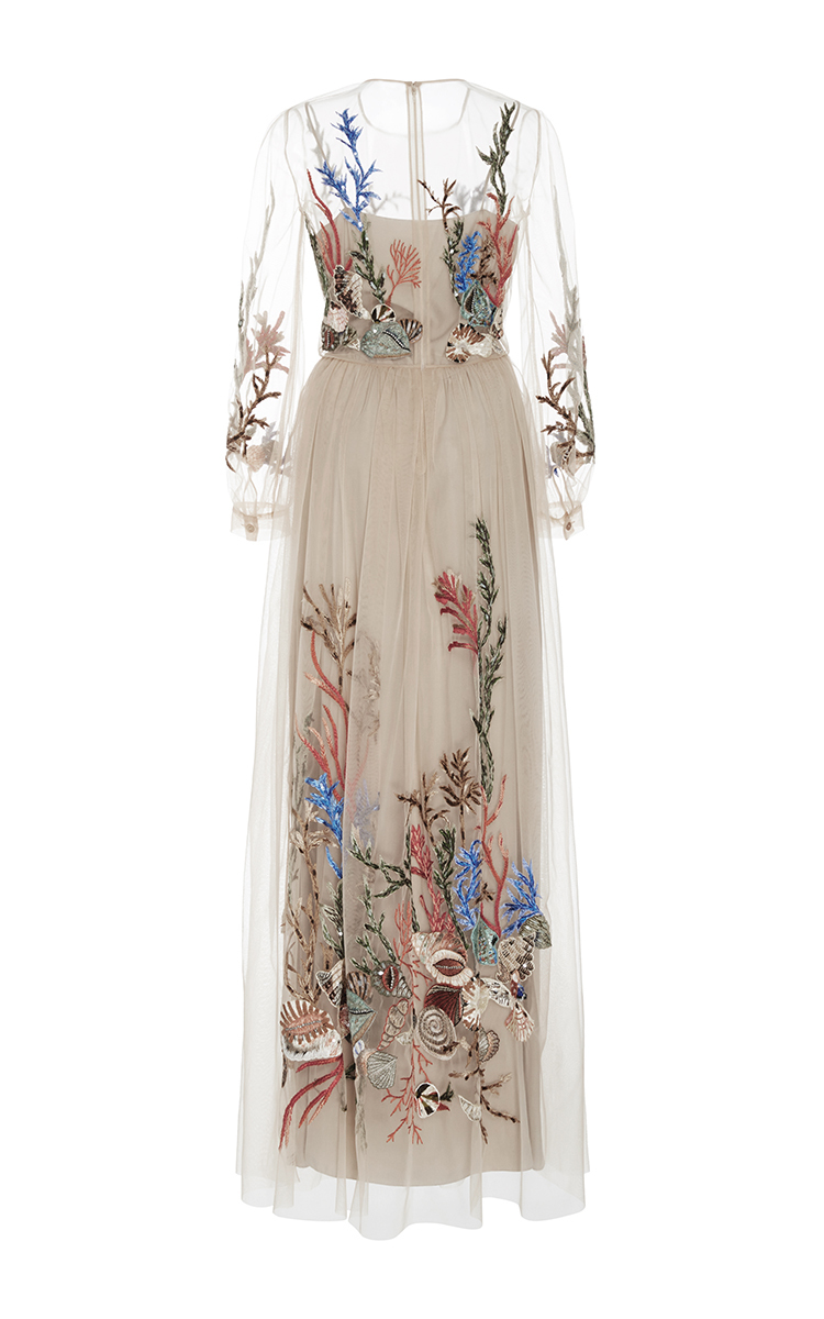 floral embroidered tulle gown