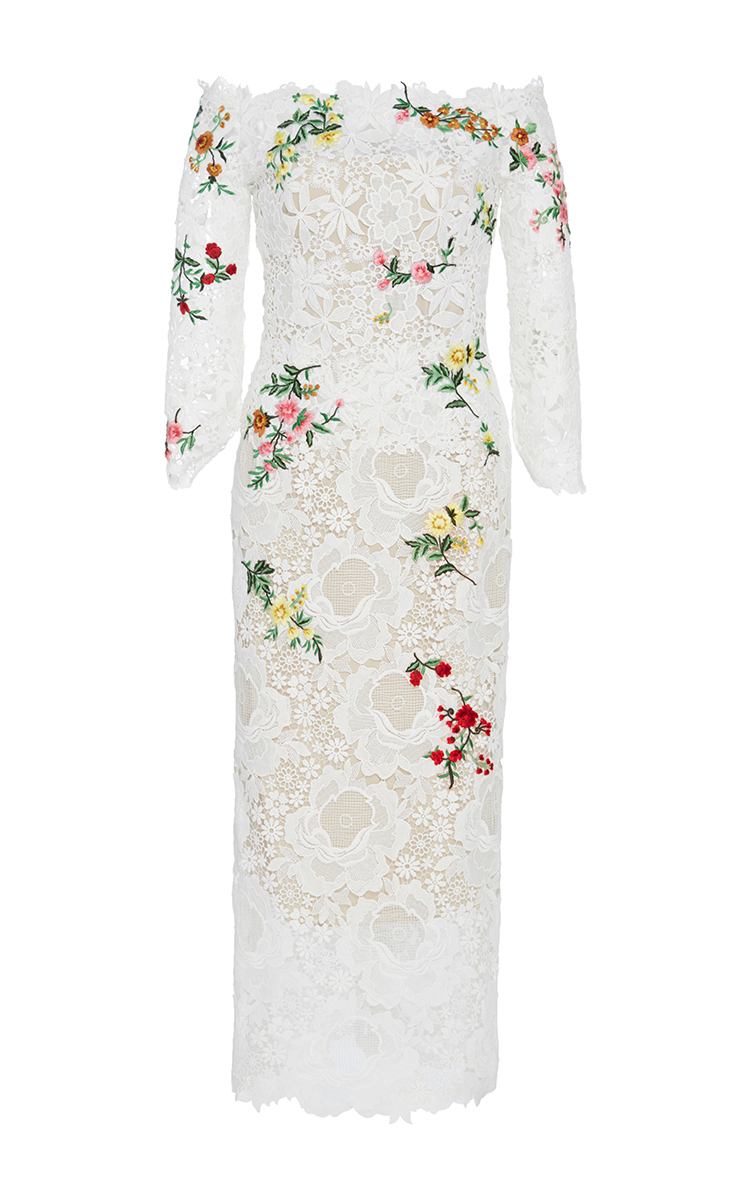 monique lhuillier white lace dress