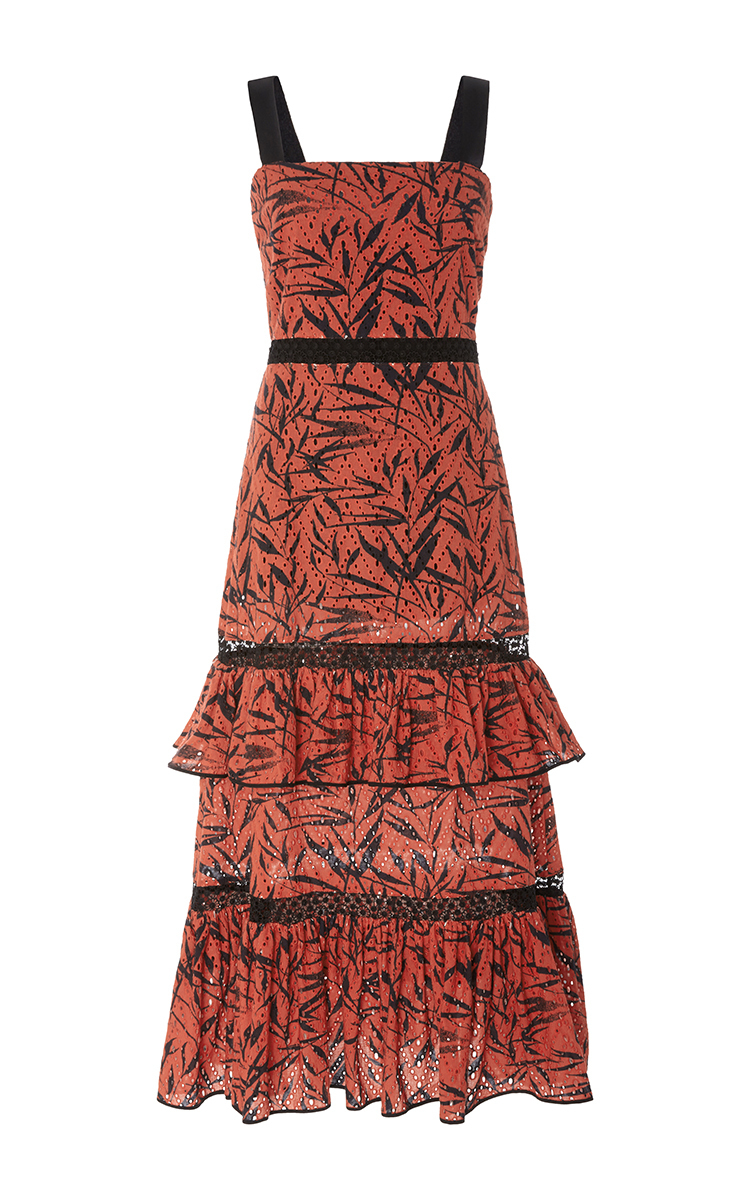 tiered ruffle midi dress