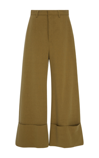 Khaki Cropped Cuff Pants by Sea | Moda Operandi
