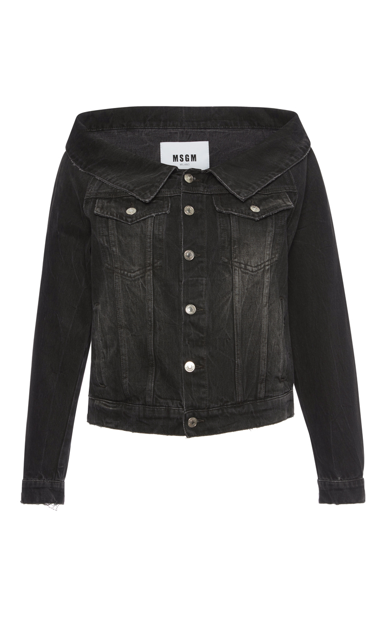 off the shoulder jean jacket