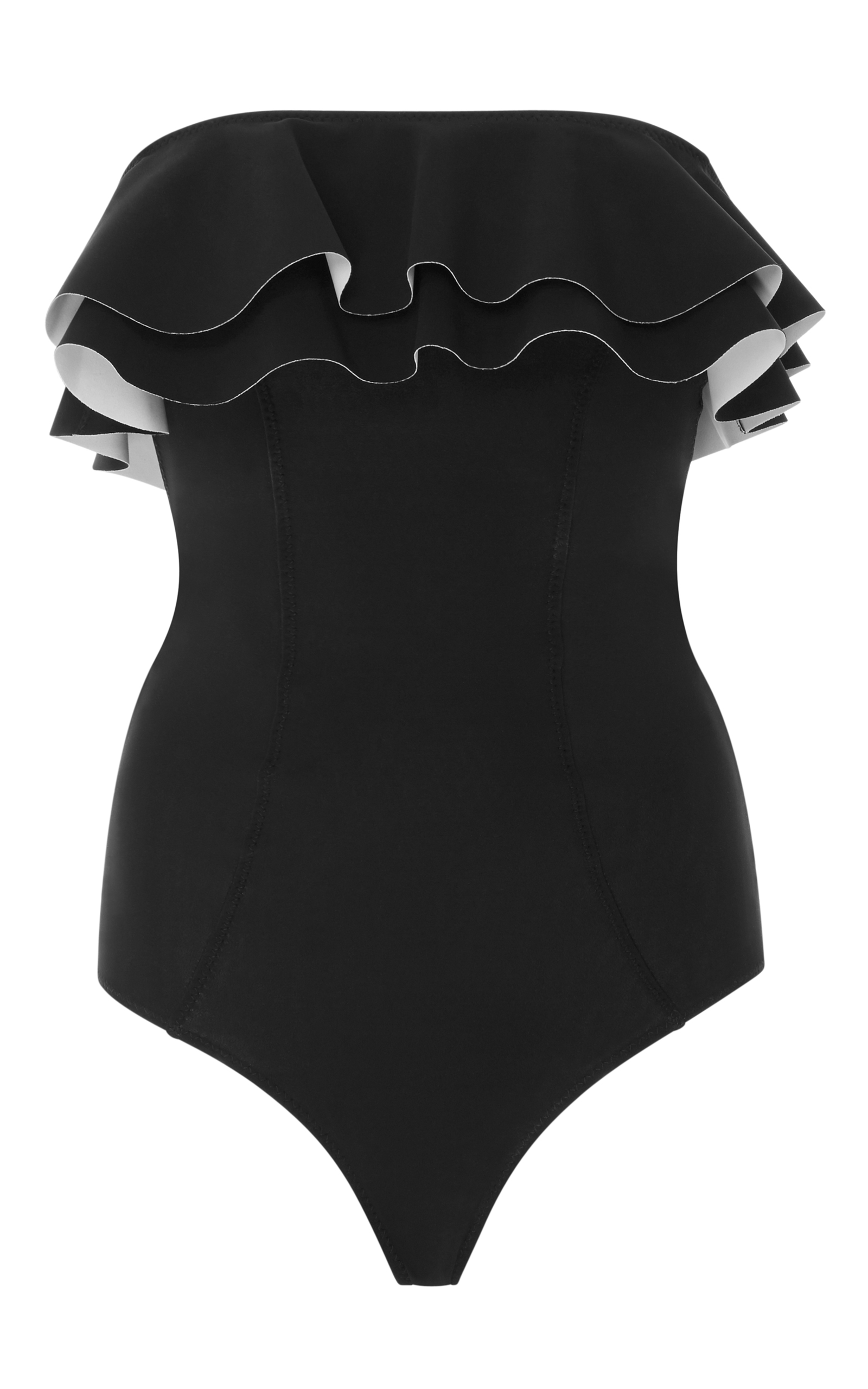 strapless ruffle swimsuit