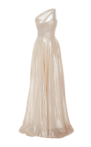 draped ball gown