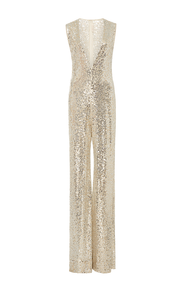 v neck sequin jumpsuit