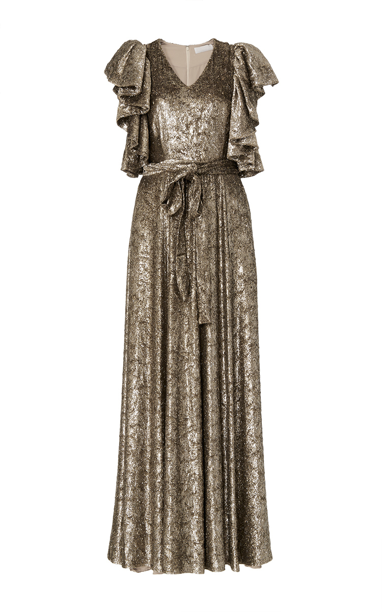 velvet flutter sleeve dress