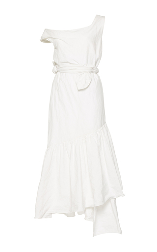 Asymmetric Metal Cotton Ruffle Dress by Isa Arfen | Moda Operandi