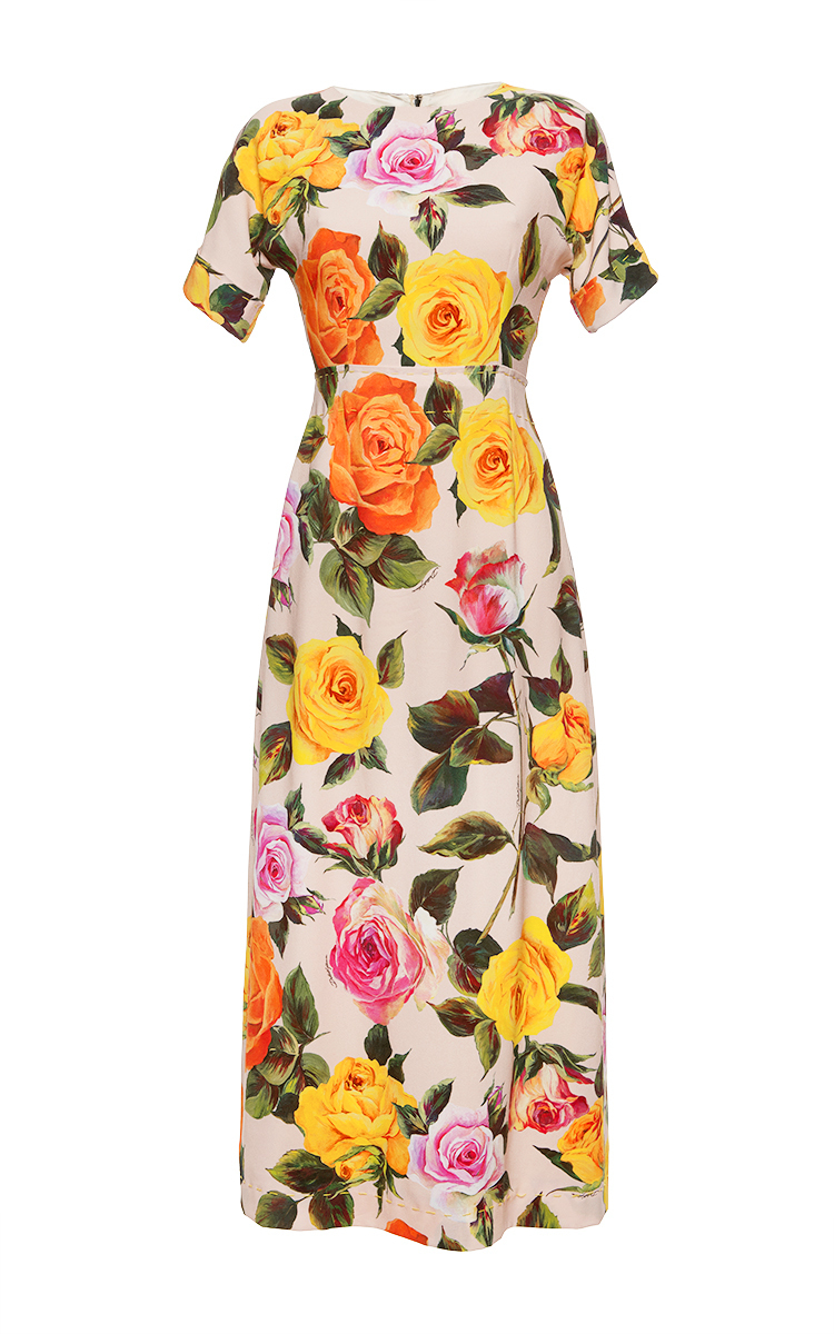 Garden Rose Short Sleeve Cady Dress by Dolce & | Moda Operandi