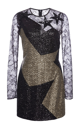 Black And Gold Paillettes Mini Star Dress by Elie Saab | Moda Operandi