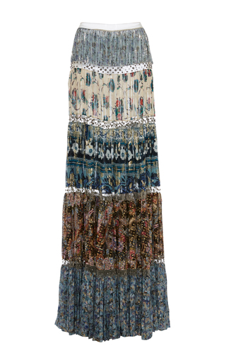 Pleated Printed Maxi Skirt by Roberto Cavalli | Moda Operandi