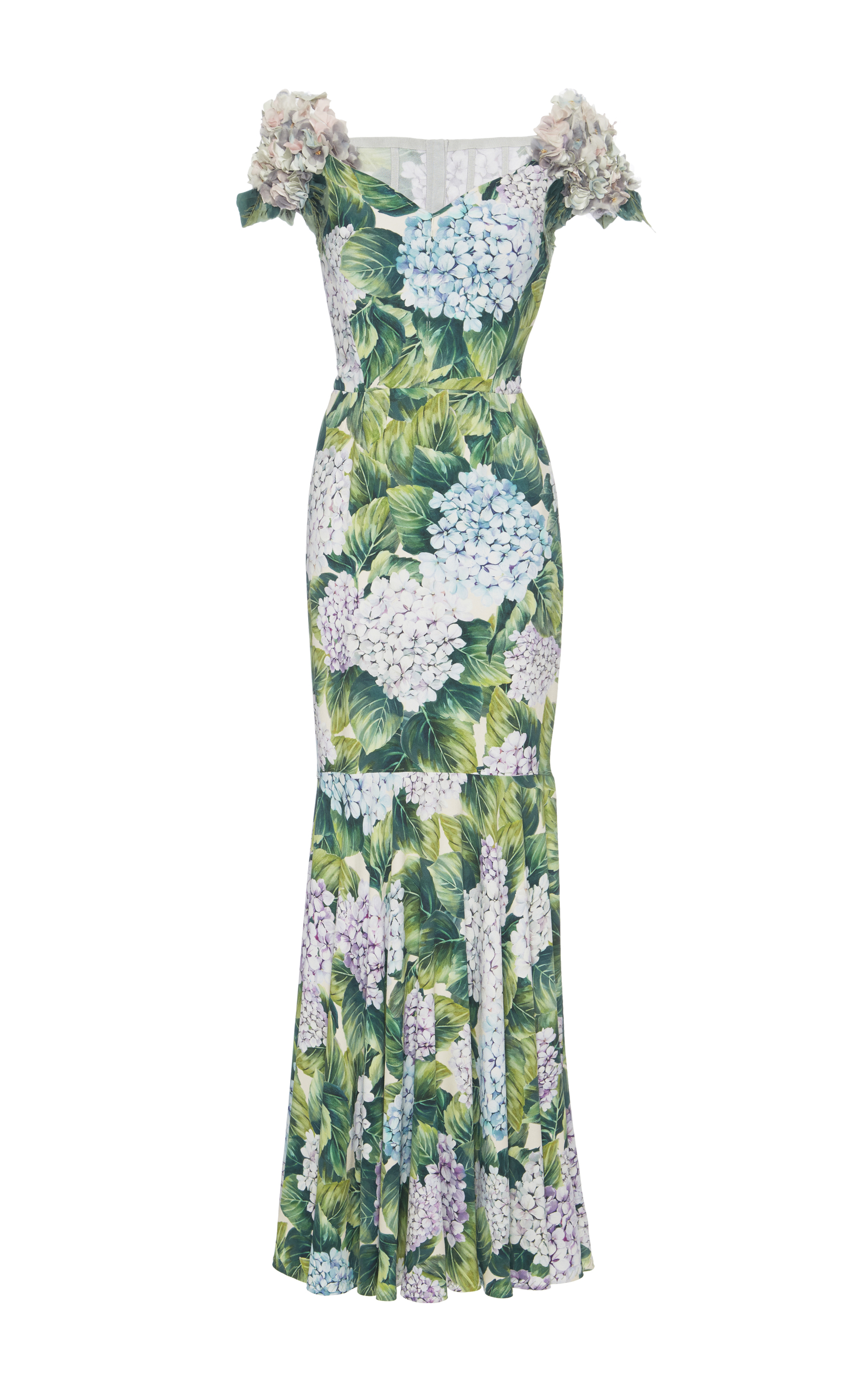 dolce gabbana green floral dress