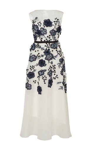 Floral Embroidered Full Skirt Dress by Lela Rose | Moda Operandi