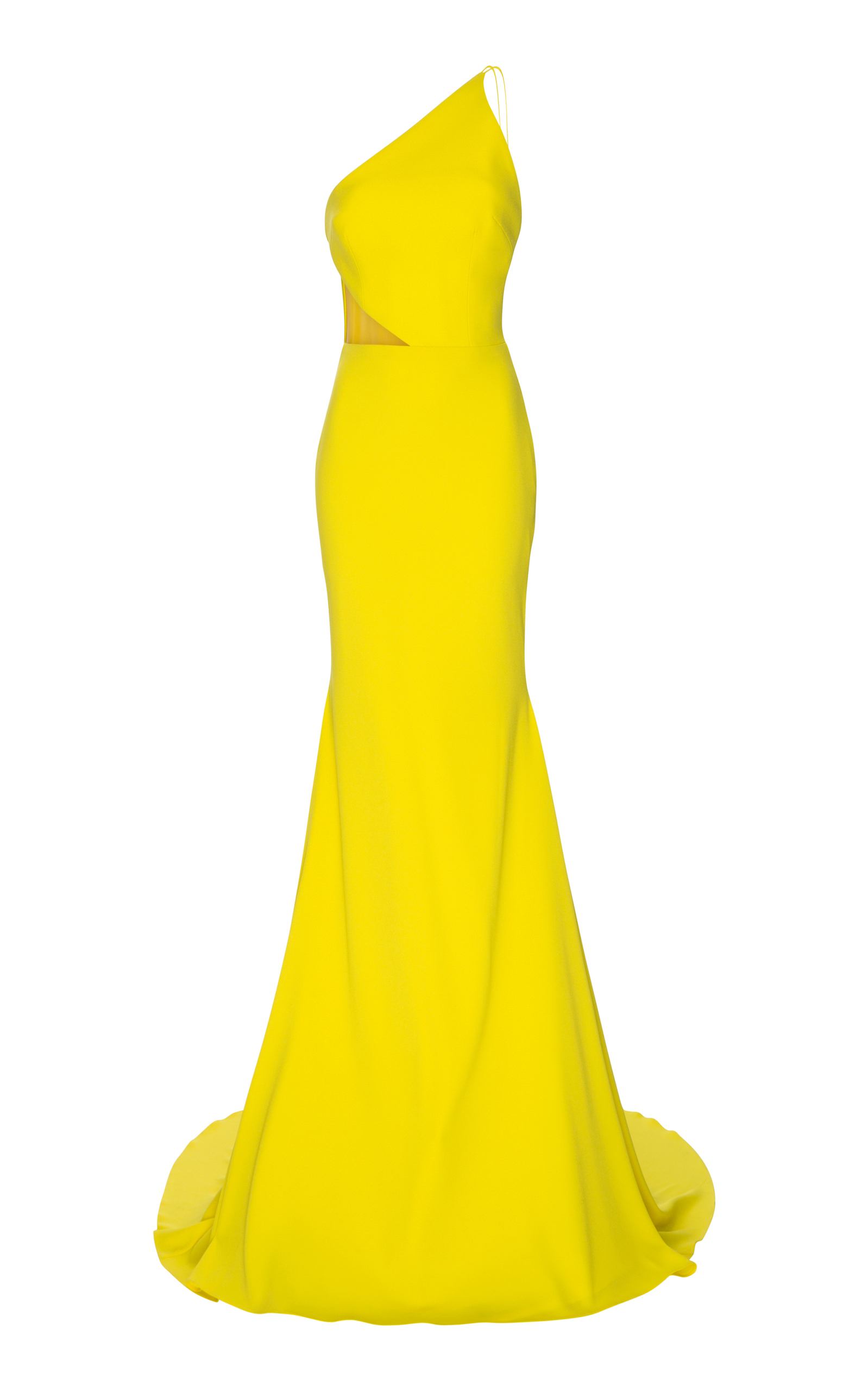 yellow one shoulder gown