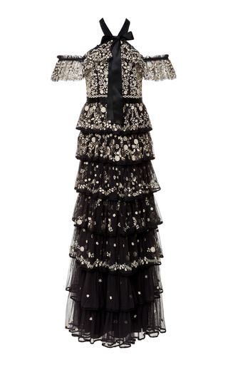 Zelda Off The Shoulder Embroidered Gown by Needle | Moda Operandi