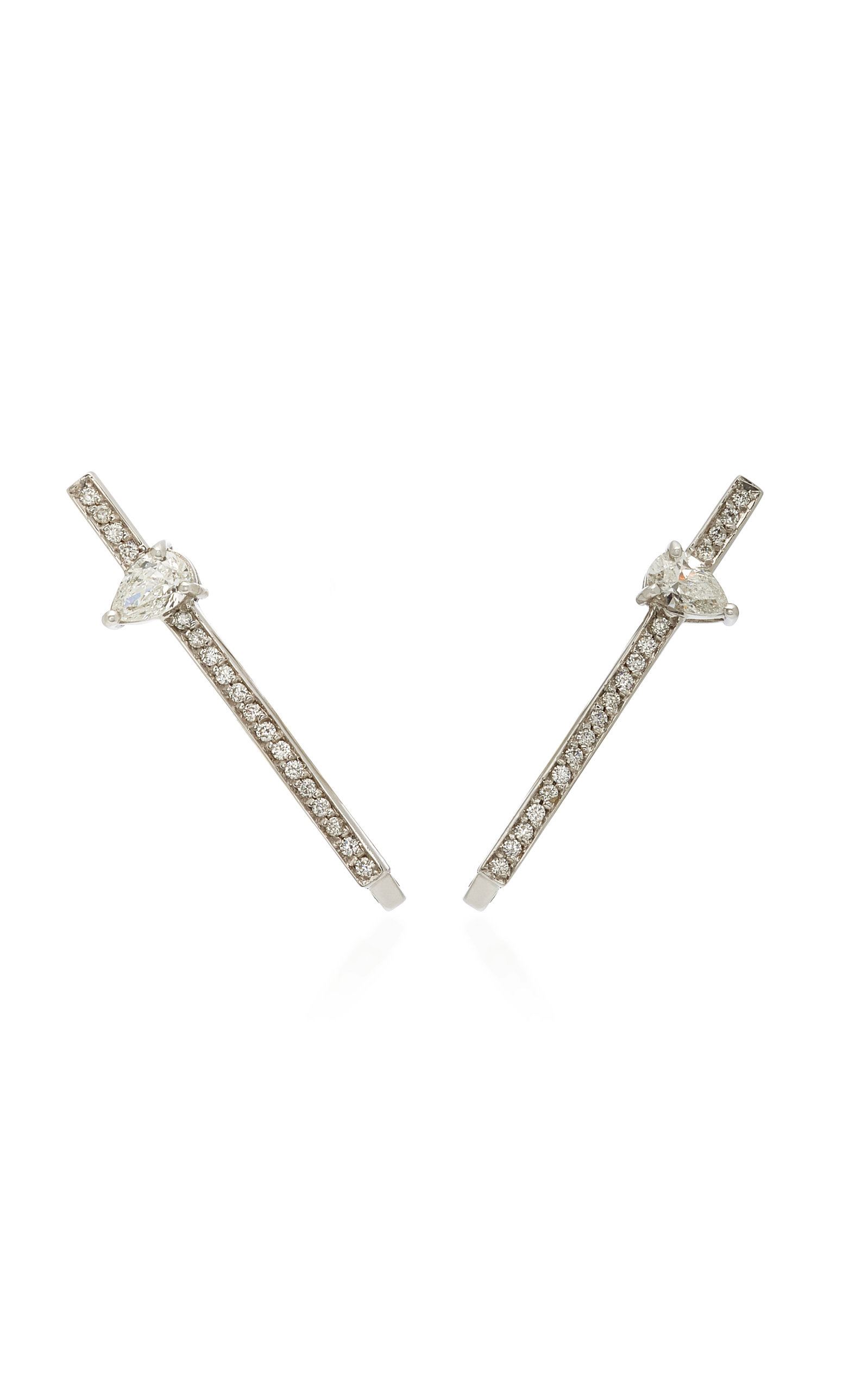 White Gold And Diamonds Line Earrings