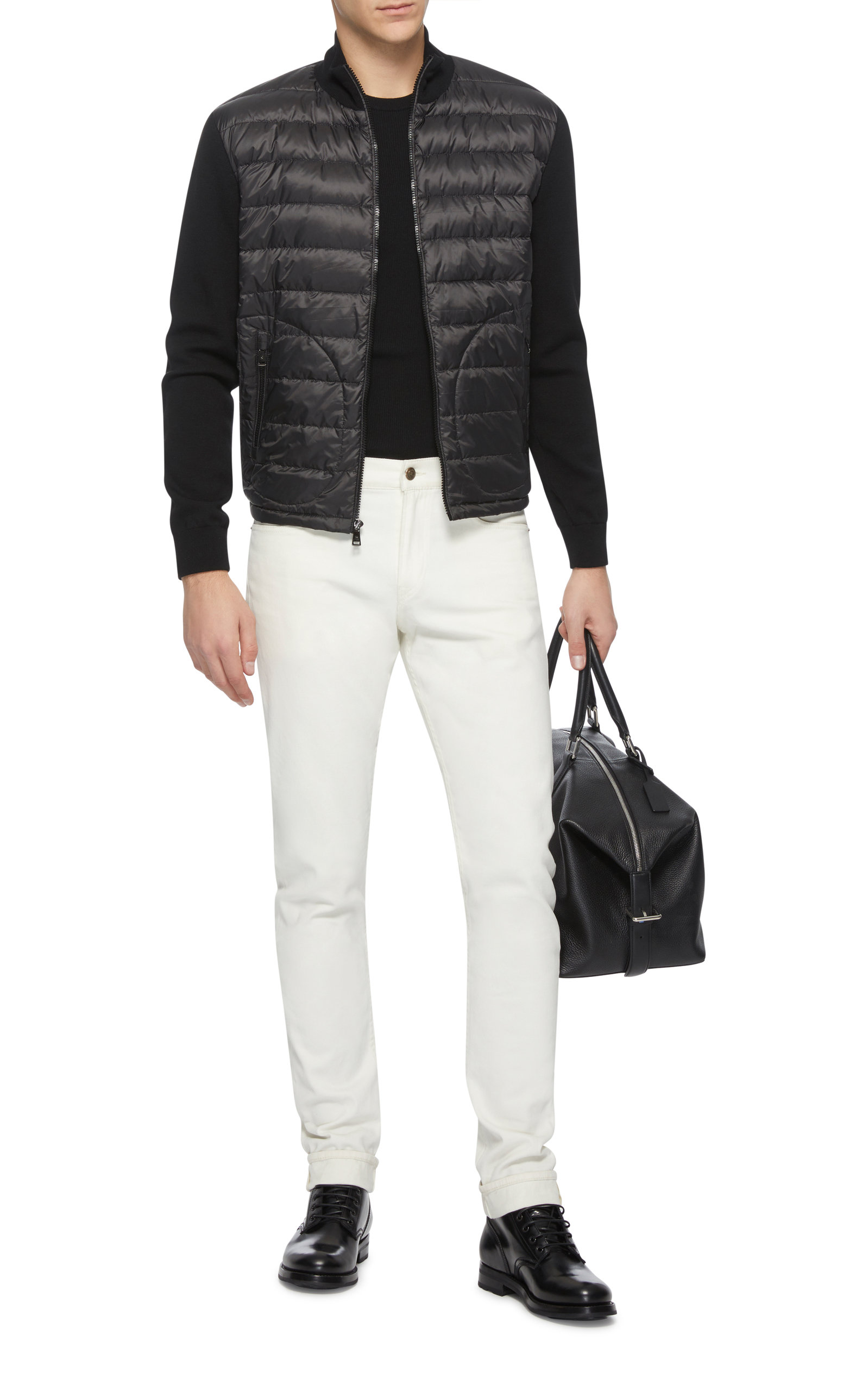 paneled stretch wool jacket