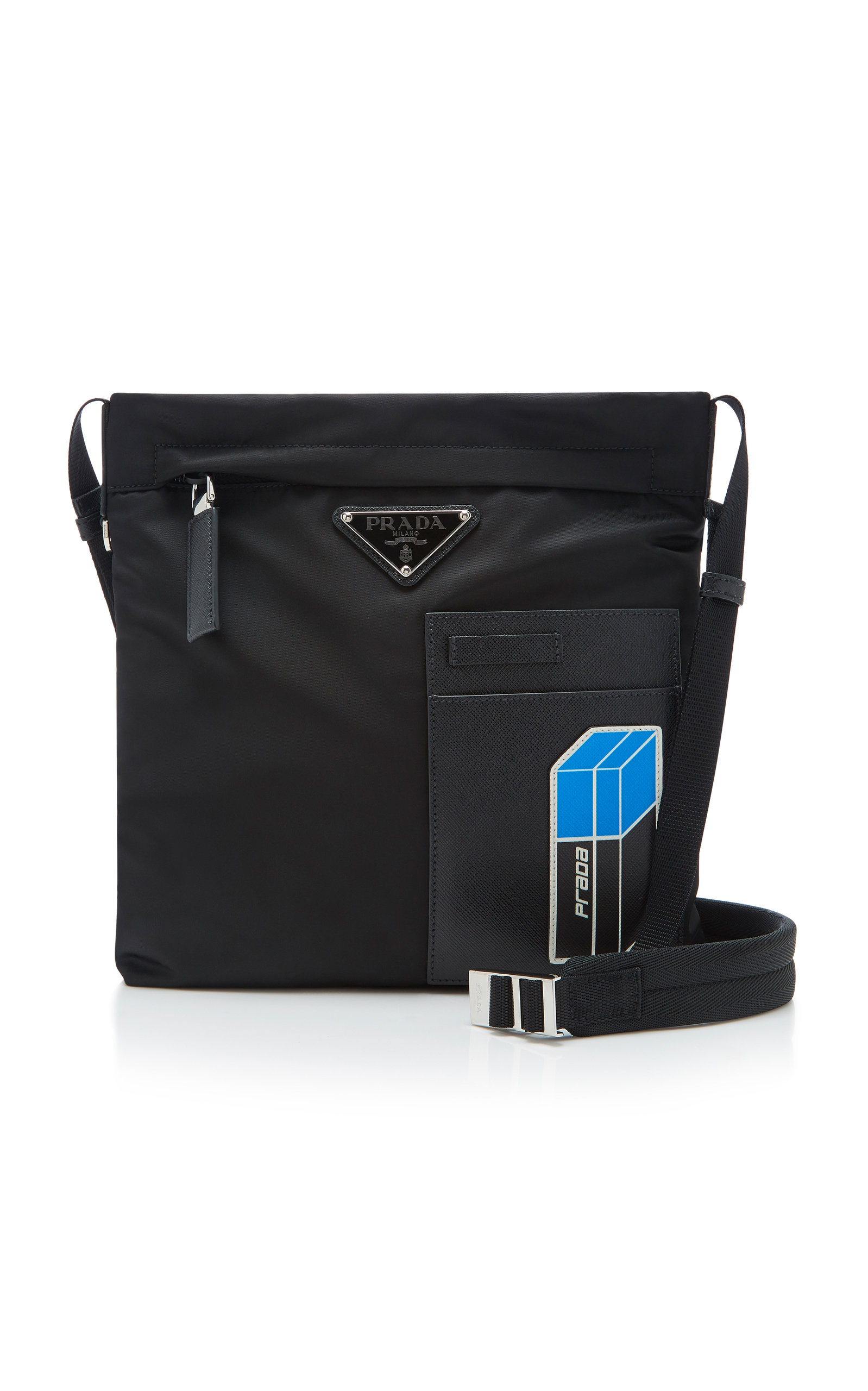 prada leather trimmed messenger bag