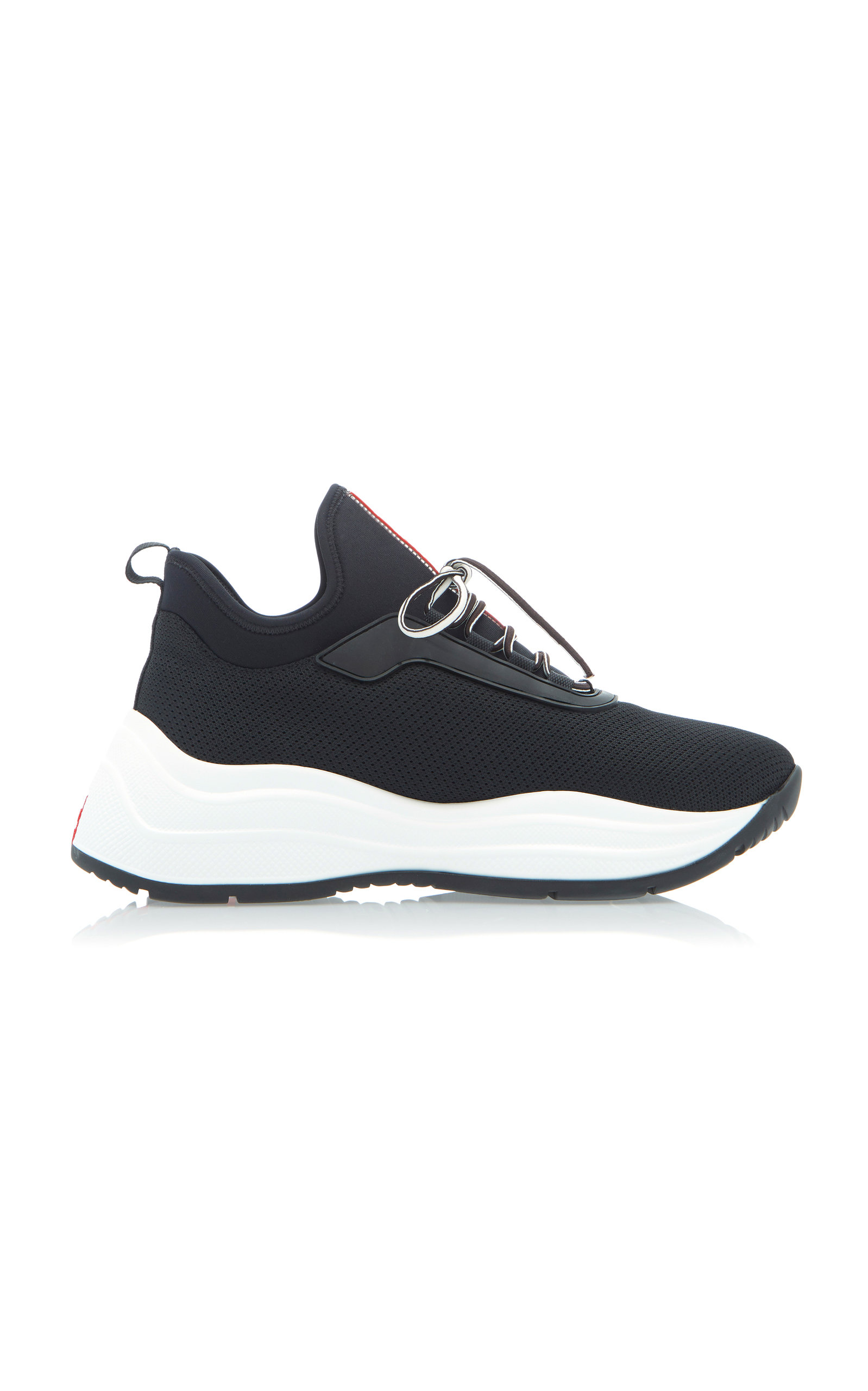 Prada - Women's Neoprene And Rubber Sneakers - Black - IT 40.5 - Moda Operandi