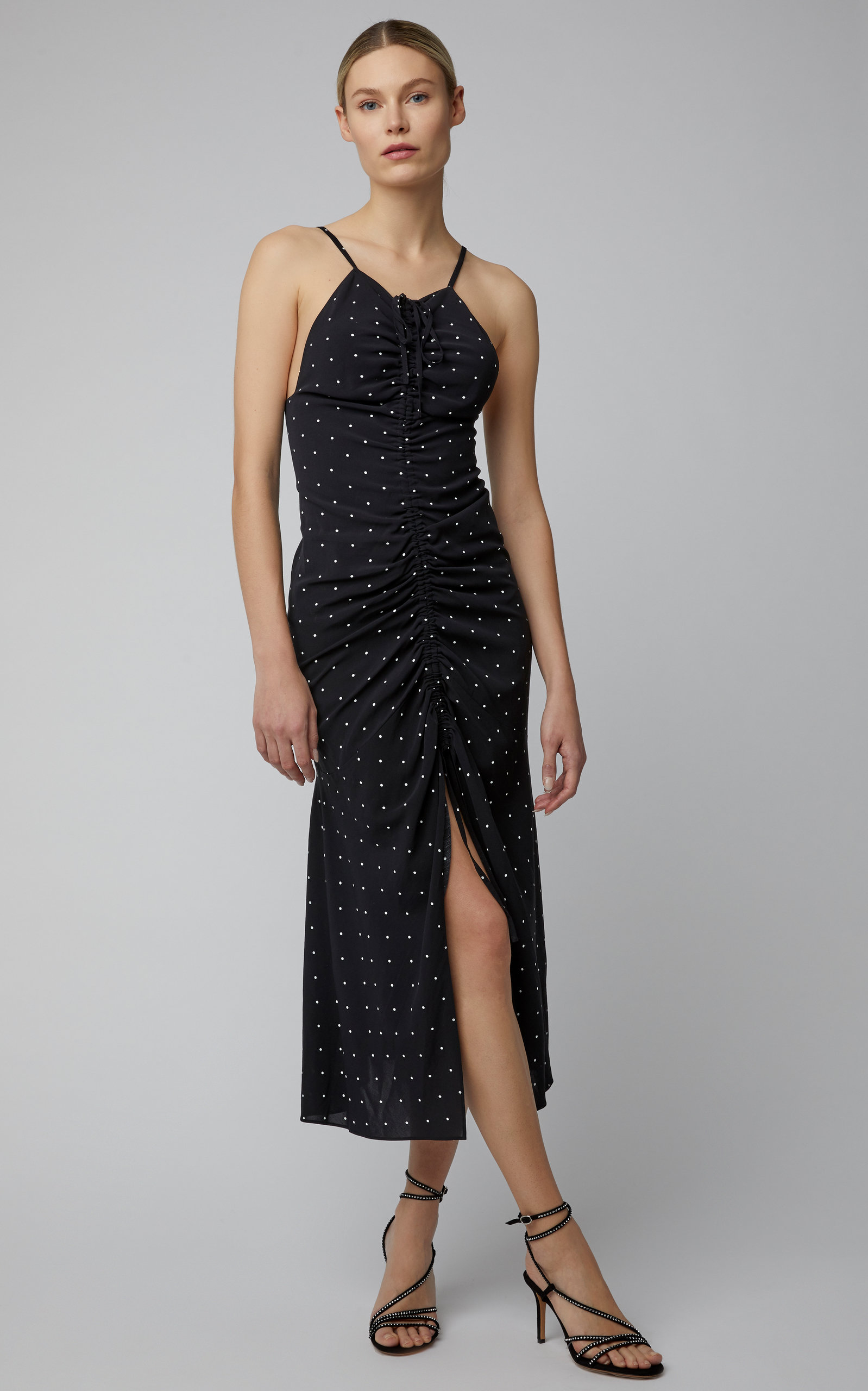 alice mccall oscar ruched midi dress