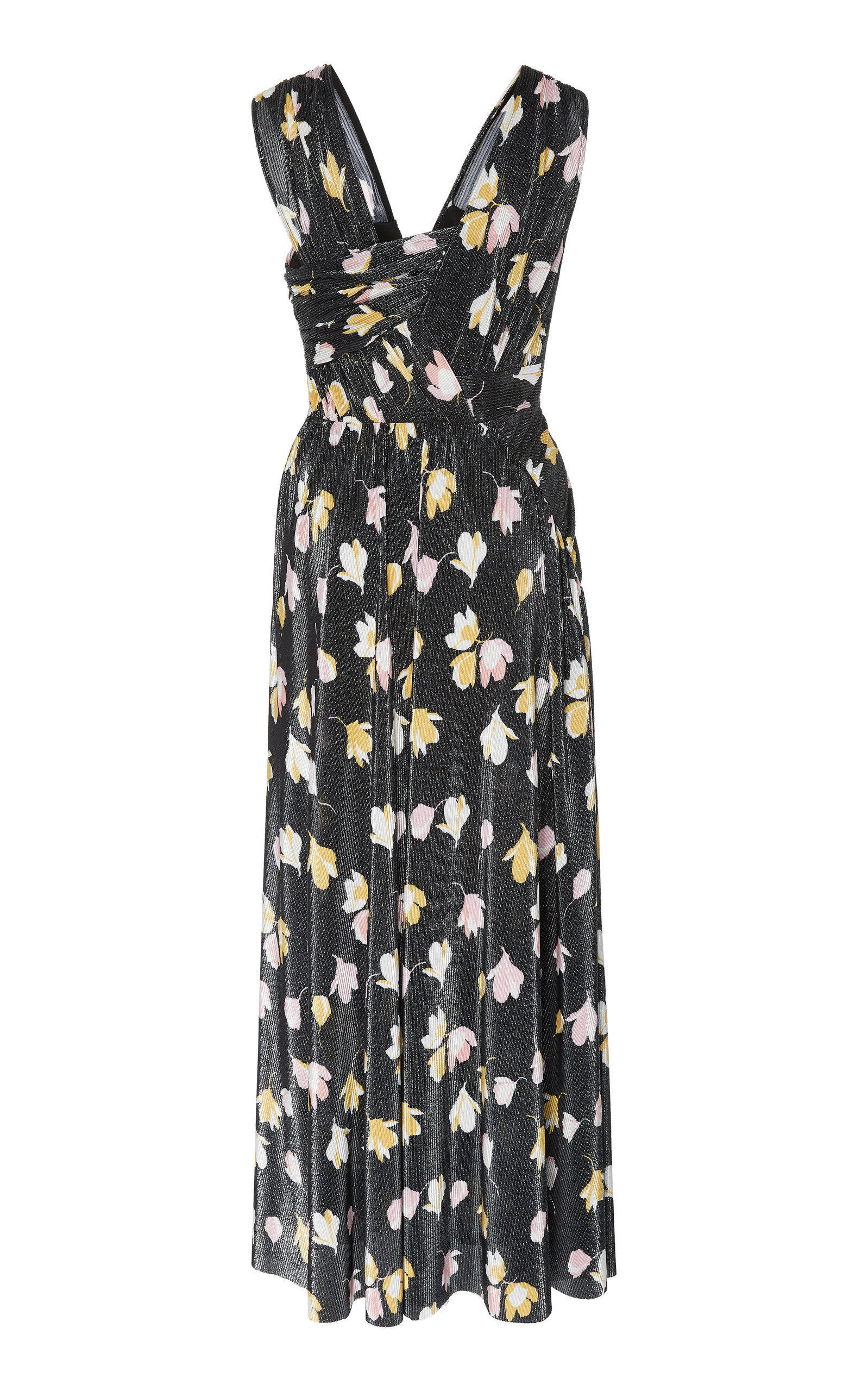 self portrait floral printed plisse dress
