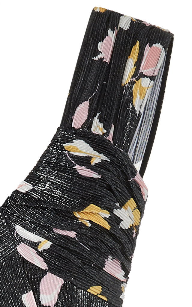 self portrait floral printed plisse dress
