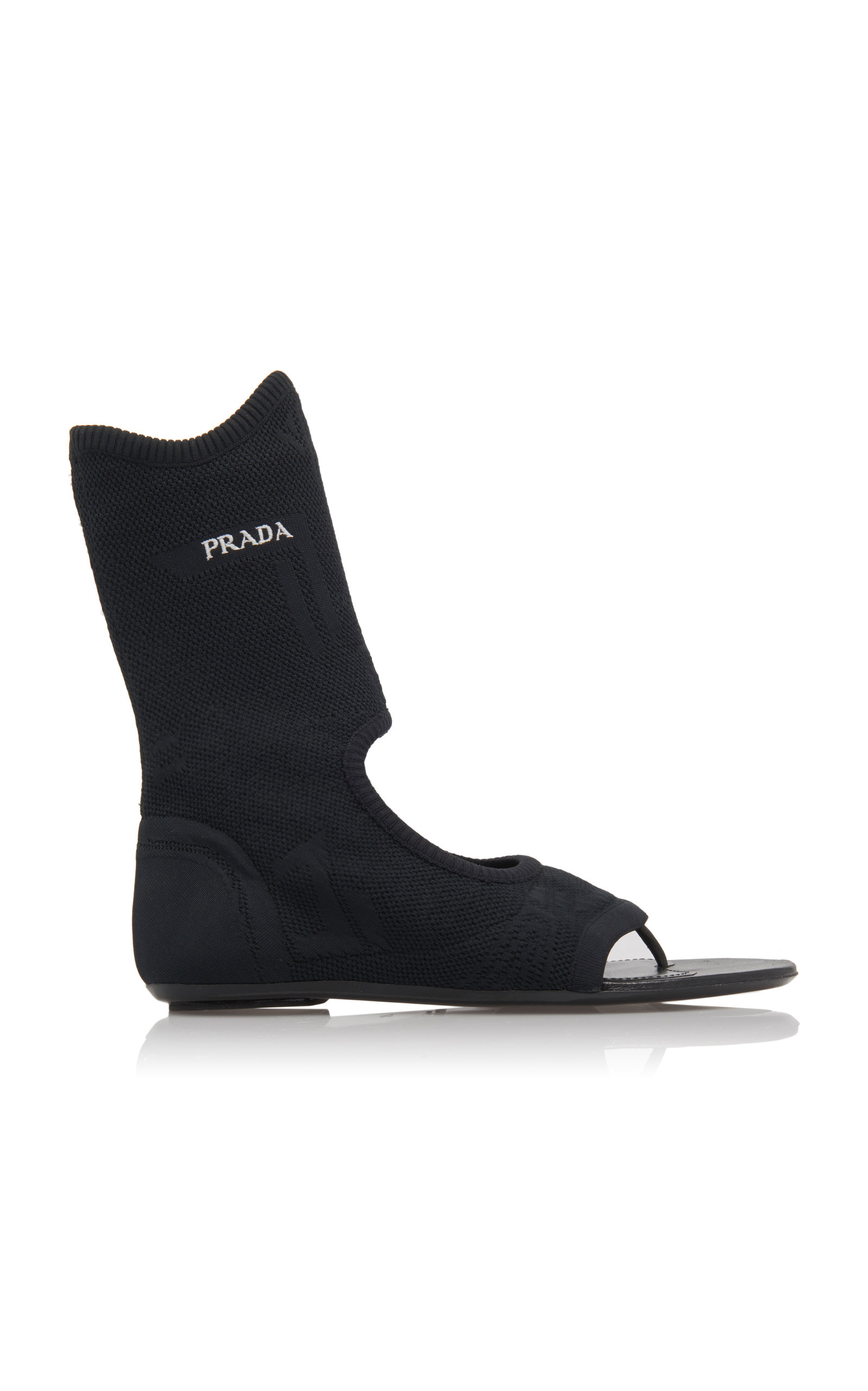 Prada - Women's Knitted Flat Sandals - Black - IT 36 - Moda Operandi