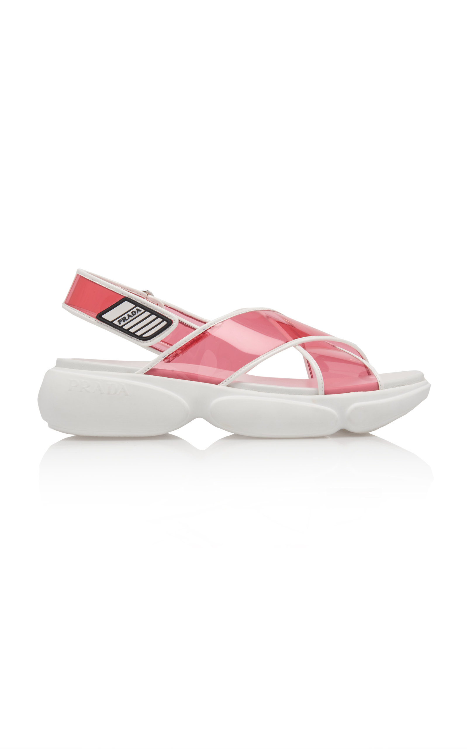 Prada - Women's PVC Strappy Sandals  - Pink - Moda Operandi
