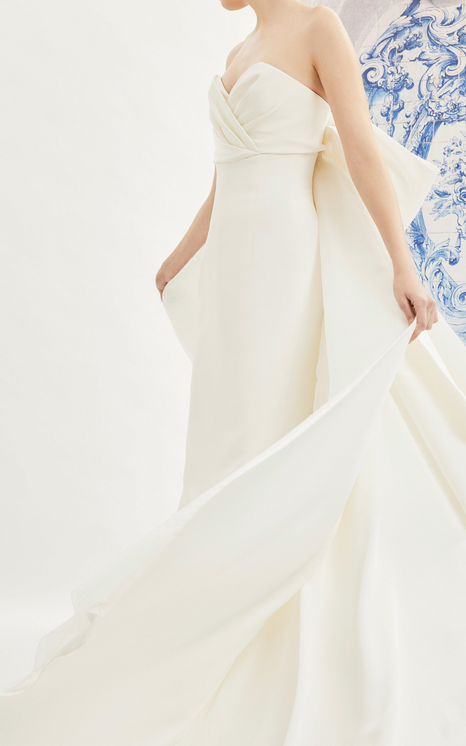 Indira Non Strapless Silk Bow Gown With Detachable Train By