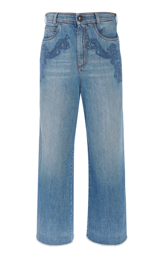 Dorset Embroidered High-Rise Cropped Jeans by Etro | Moda Operandi